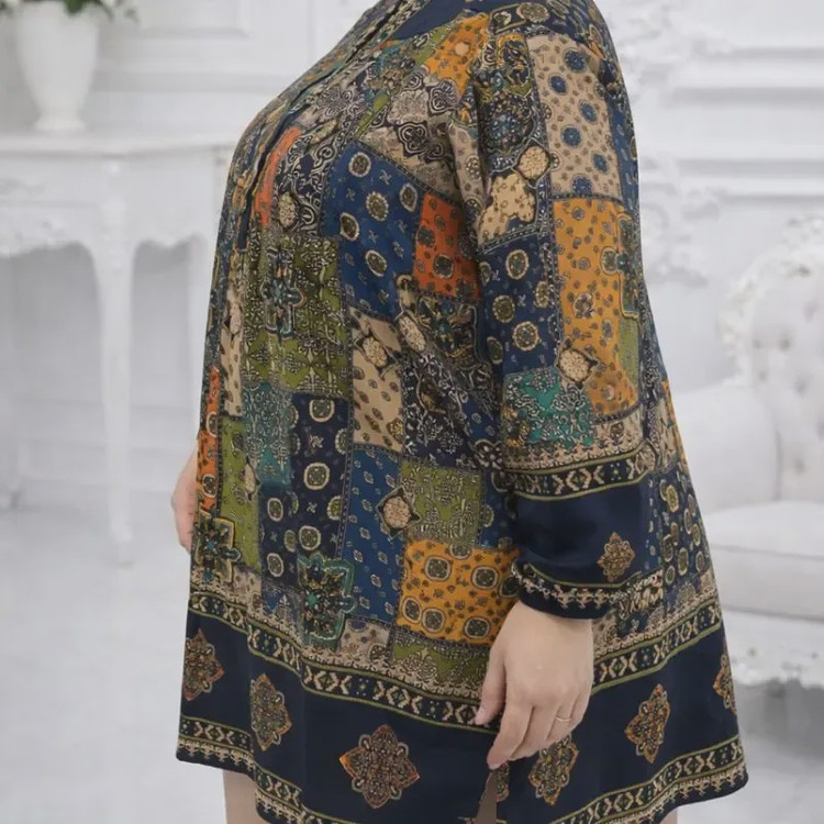تونیک بیگ سایز زنانه طرح چهل تیکه ن نخ اندونزی خنک سایز بزرگ