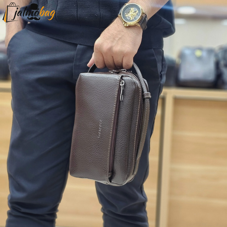کیف دستی مردانه چرم صنعتی ضد خش شوزبگ دو خانه