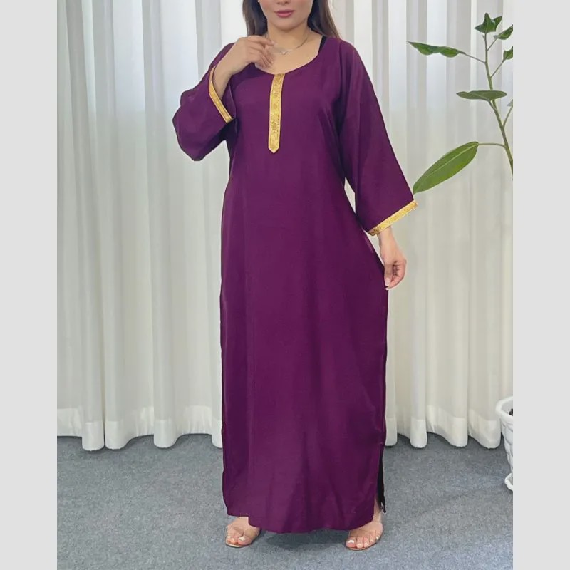 ساحلی نخی طلاکوب فری سایز مدل بلند زنانه