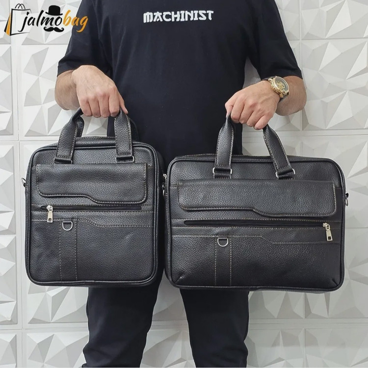 کیف اداری لپتاپی چرمی حلقه دار دو خانه دستی و دوشی