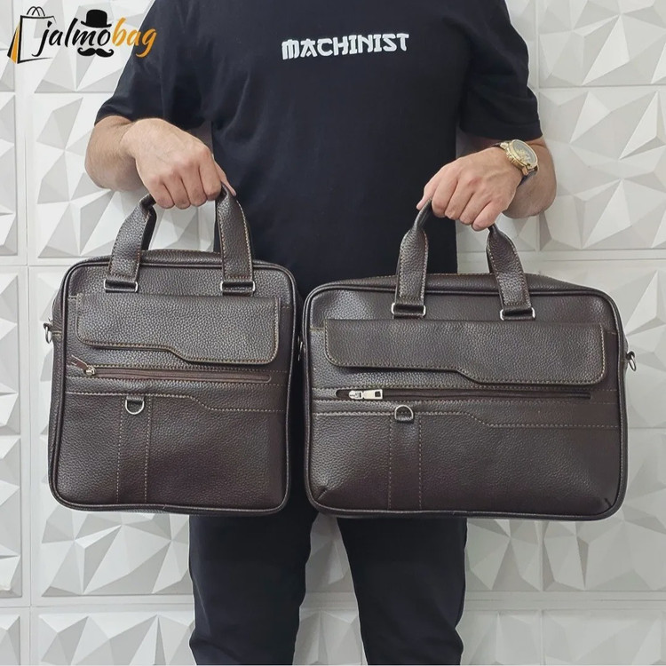 کیف اداری لپتاپی چرمی حلقه دار دو خانه دستی و دوشی