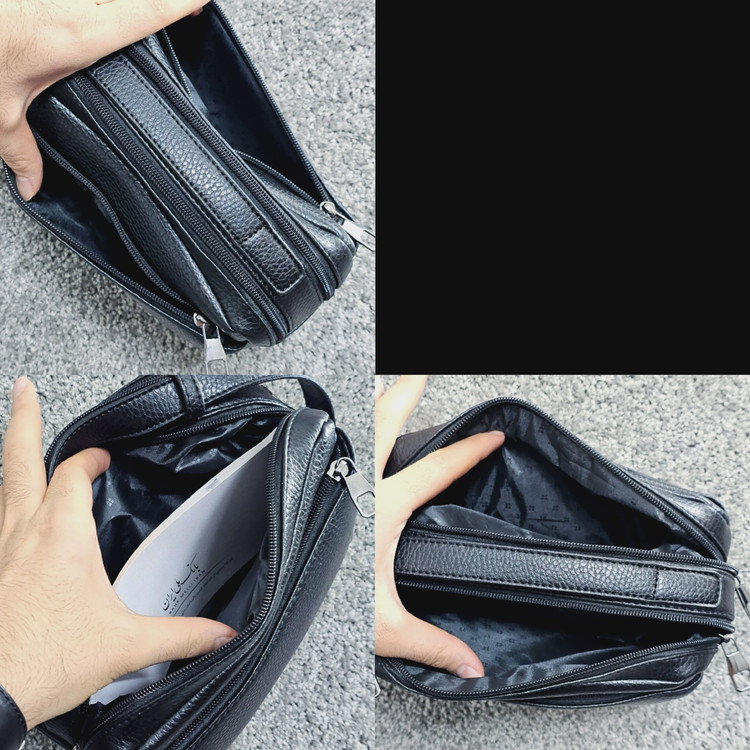 کیف دستی مردانه چرم صنعتی ضد خش دو خانه مدل شوزبگ