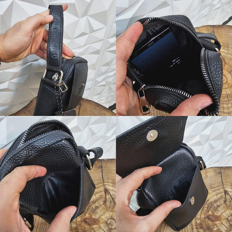 کیف دوشی مردانه مونت بلانک چرم شرانگ کوچک سرخونه