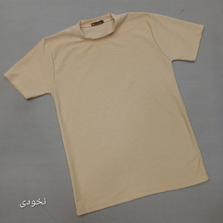 تیشرت مردانه نخی ساده طرح بیسکویتی خنک و لطیف