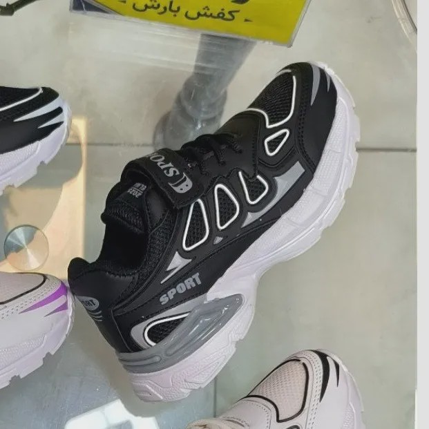کفش اسپرت بچگانه نایک سایز 31 تا 35 دخترانه و پسرانه رنگ مشکی خاکستری