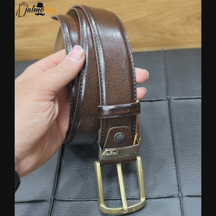 کمربند چرم صنعتی زبانه دار 4 سانت طول 125 سانتی متر سگک خارجی