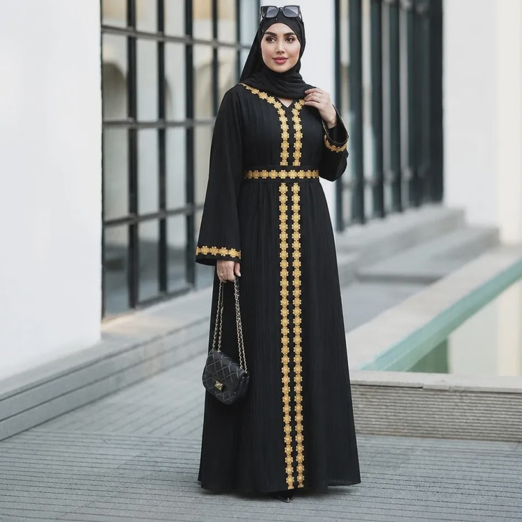 پیراهن مانتویی بلند زنانه جنس دلتا کراش رنگ مشکی سایز بزرگ