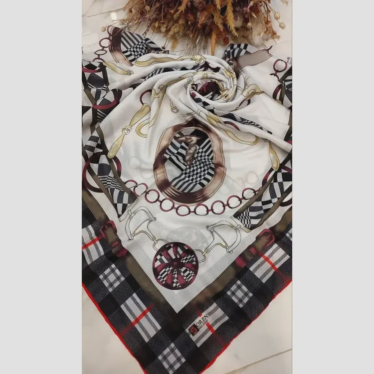 روسری زنانه قواره بزرگ سوپرنخ دست دوز 140 سانتیمتری