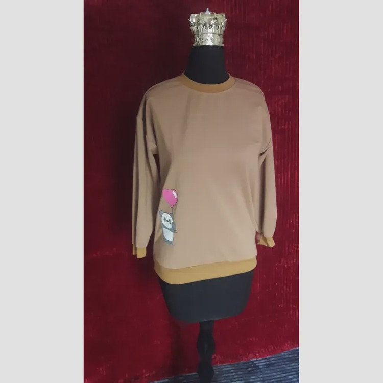 بلوز زنانه نخ پنبه طرح پاندا سایز بزرگ
