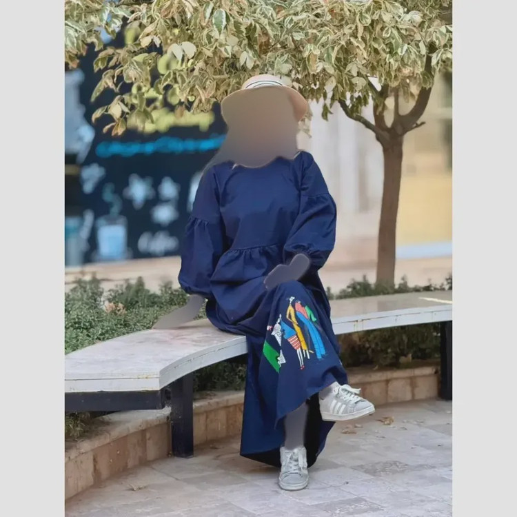 پیراهن لینن طرح سرخپوستی فری سایز مدل بلند