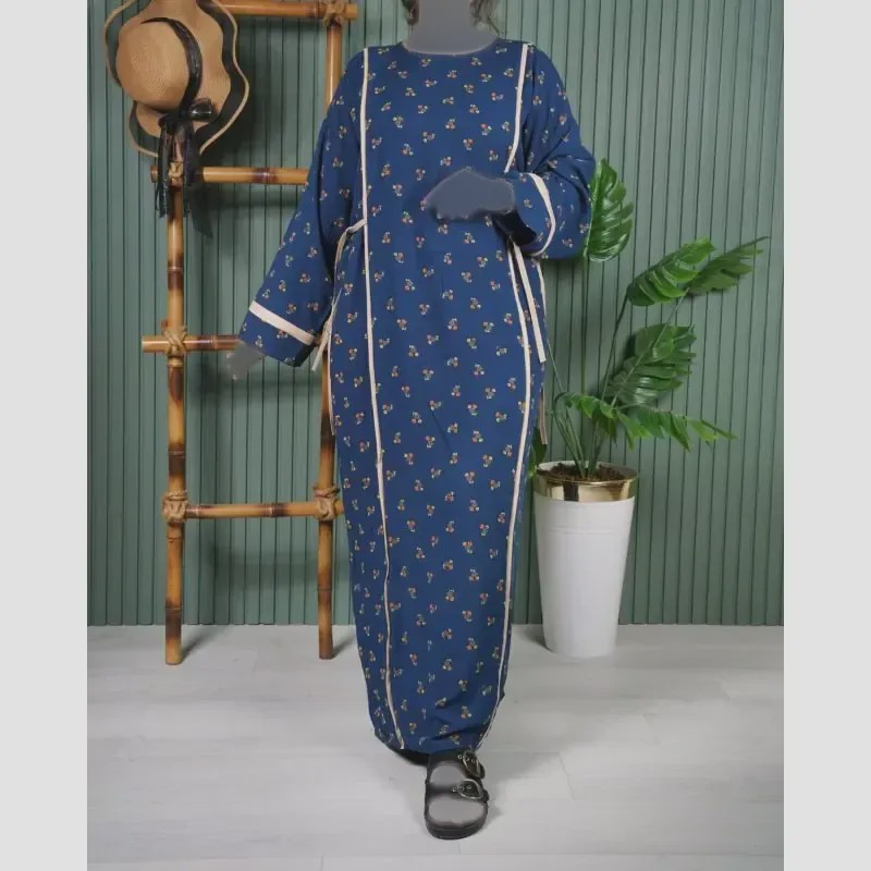 پیراهن نخی یال گل ململ U7585
