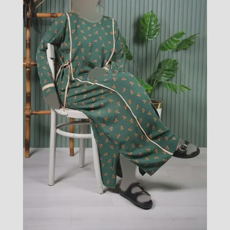 پیراهن نخی یال گل ململ U7585