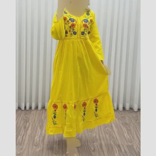 پیراهن گلدوزی هندی بلند SH7581