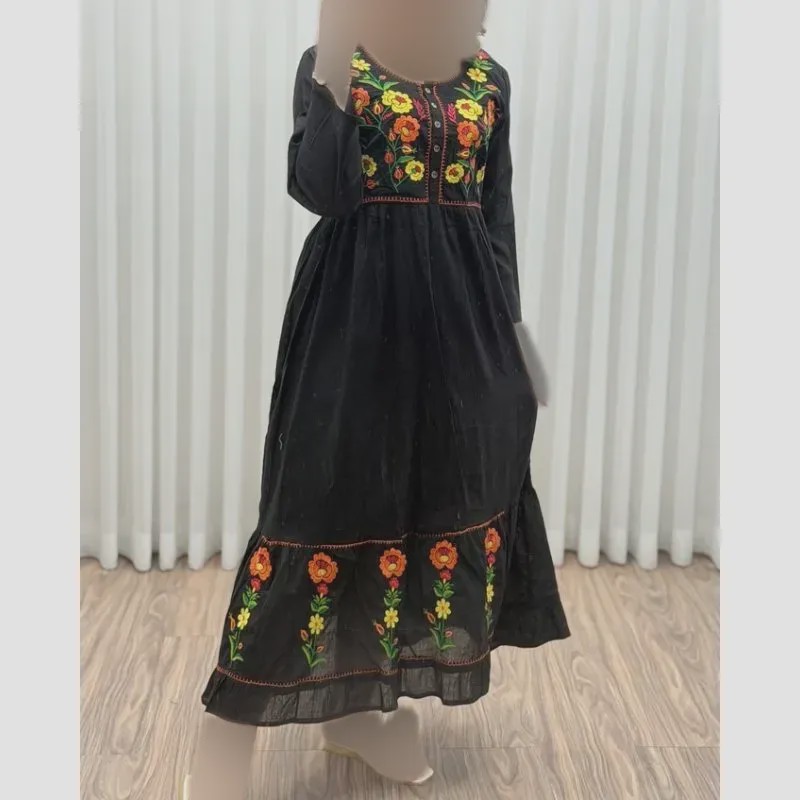 پیراهن گلدوزی هندی بلند SH7581