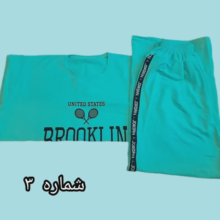 ست تیشرت و شلوار لش طرح تنیسی قواره دار جنس سوپر پنبه