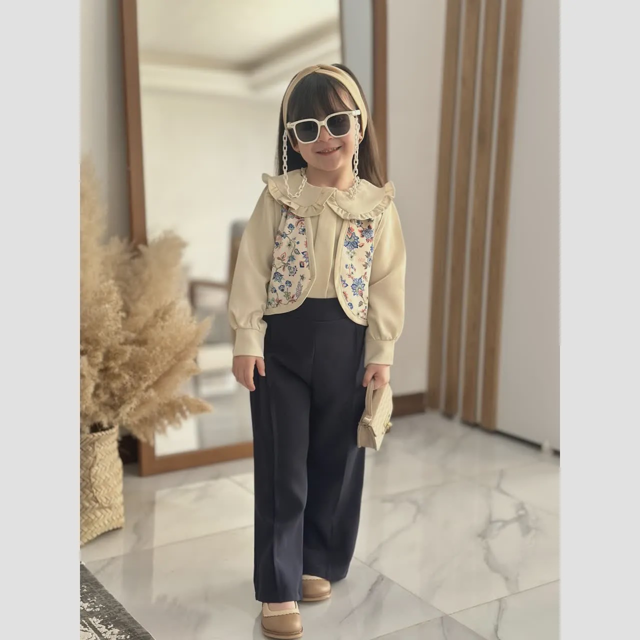 ست سه تیکه مازراتی دخترانه مدل مه گل