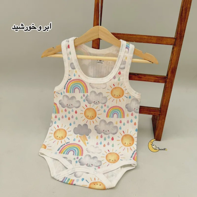 بادی رکابی زیردکمه نوزاد و کودک کوالا کیدز جنس نخ پنبه کبریتی