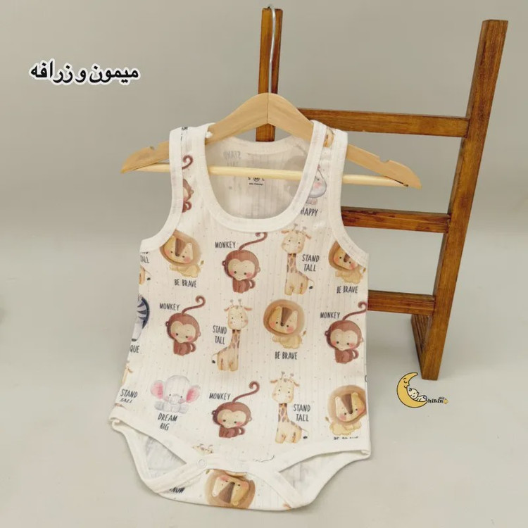 بادی رکابی زیردکمه نوزاد و کودک کوالا کیدز جنس نخ پنبه کبریتی