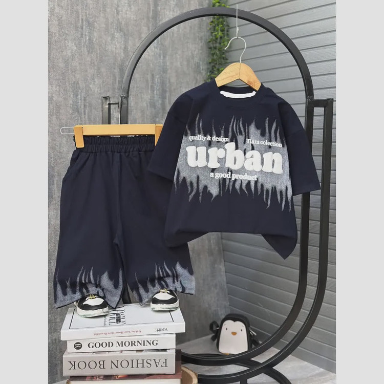 ست تیشرت و شلوارک پسرانه پنبه یک رو طرح urban