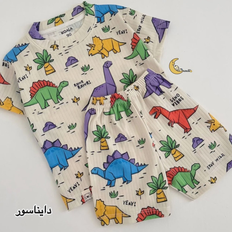ست تیشرت و شلوارک بچگانه نخ پنبه کبریتی طرح دار