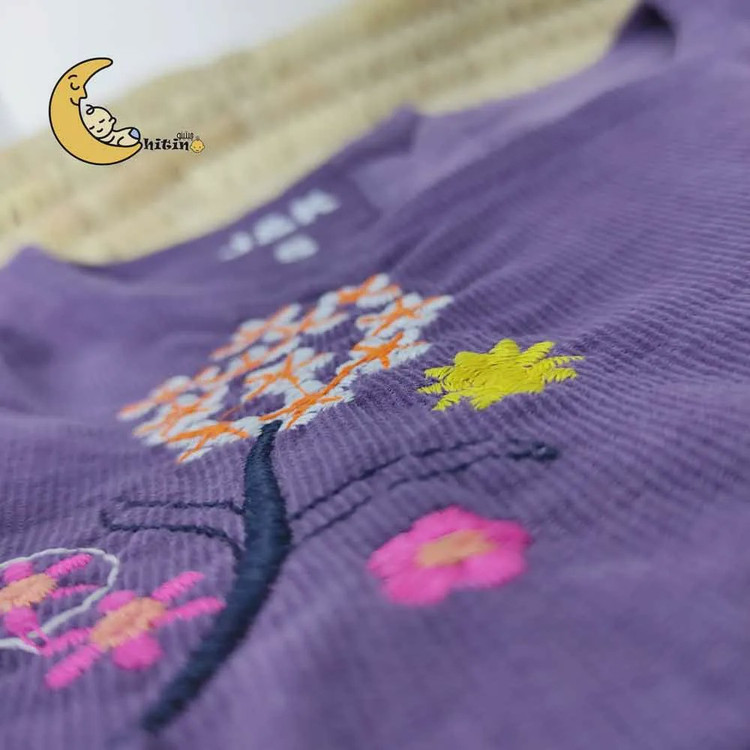 سارافون دخترانه مخمل کبریتی گلدوزی مناسب 1 تا 4 سال