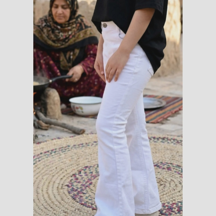 شلوار جین بوتکات دخترانه رنگ سفید کد PIC994