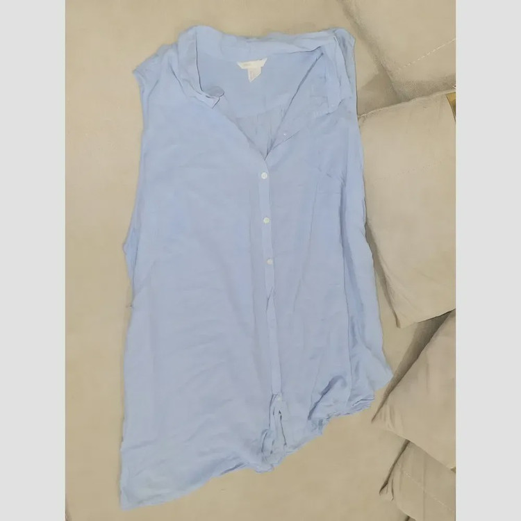 سارافون زنانه نخی آستین حلقه ای قواره آزاد رنگ آبی ملایم سایز 40 تا 50