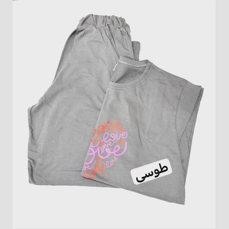 ست تیشرت و شلوار زنانه نخ پنبه قواره آزاد