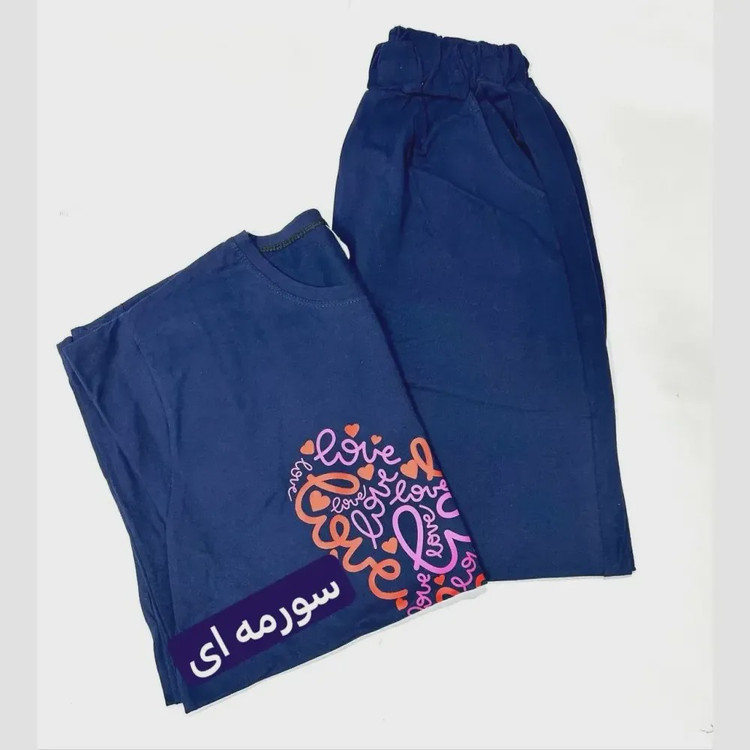 ست تیشرت و شلوار زنانه نخ پنبه قواره آزاد