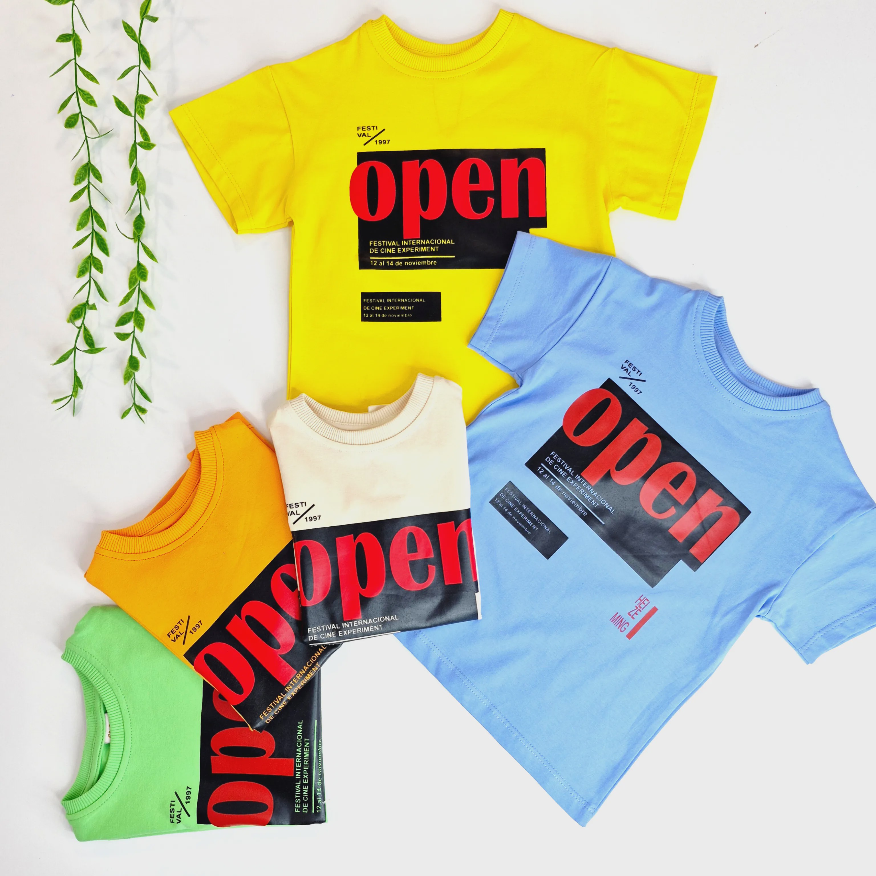 تیشرت بچگانه رنگی طرح open در سایزهای 2 تا 6