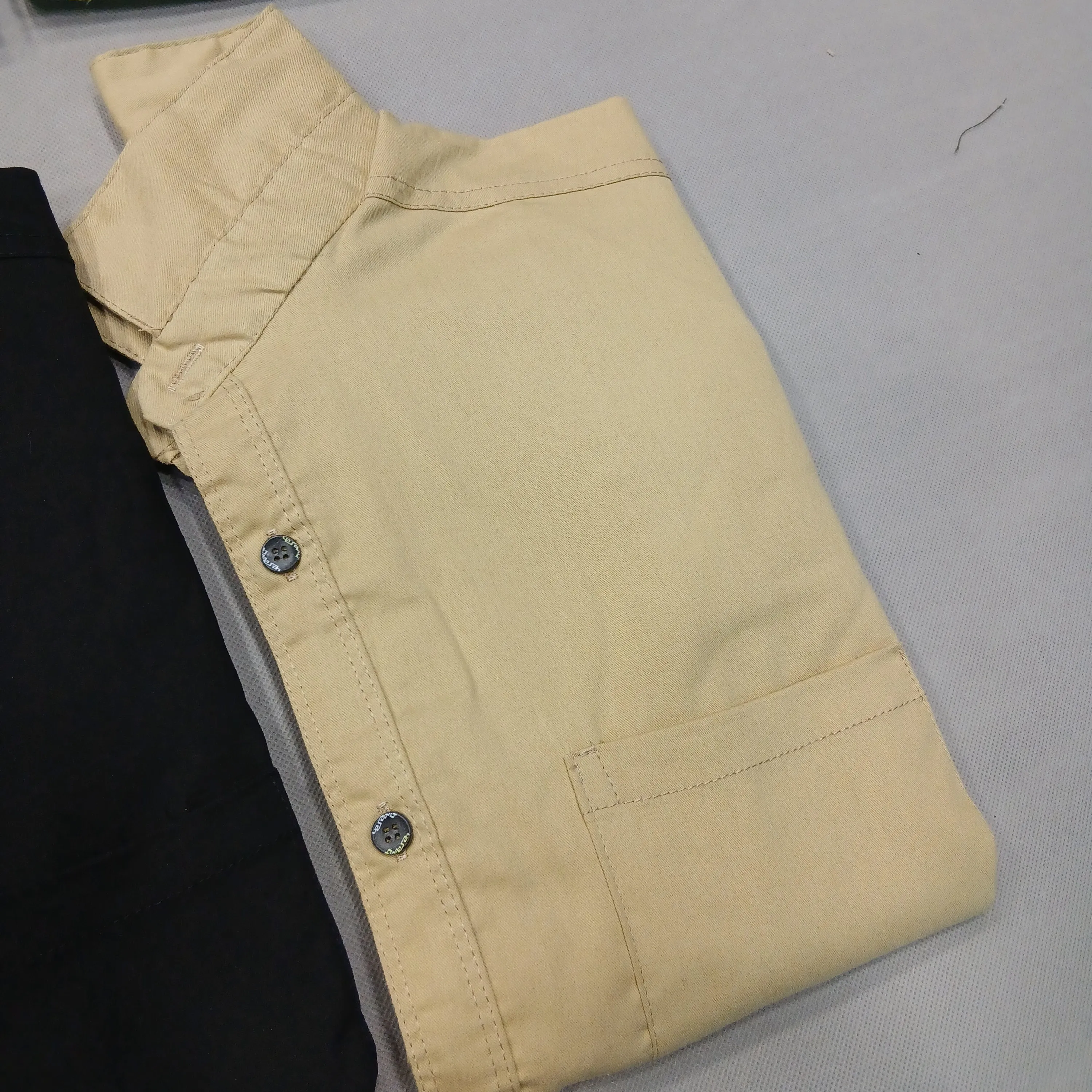 پیراهن آستین بلند مردانه کتان کاغذی تک جیب
