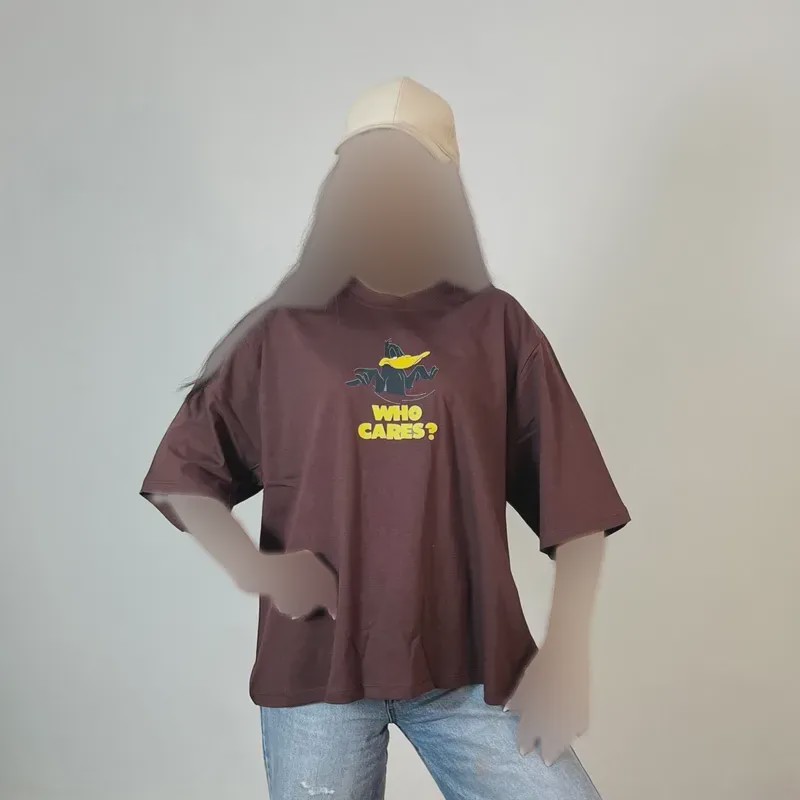 تیشرت باکسی نخ پنبه طرح اردک سایز 3