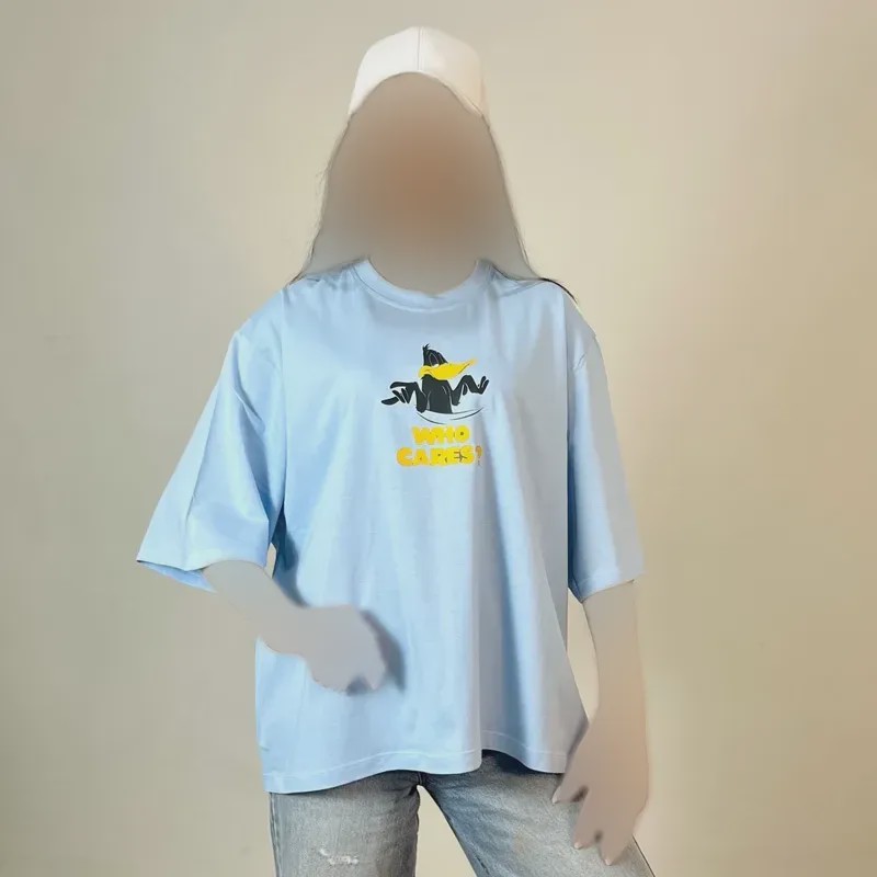 تیشرت باکسی نخ پنبه طرح اردک سایز 3
