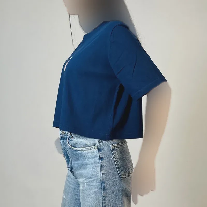 کراپ تیشرت زنانه نخ پنبه طرح موتور فری سایز