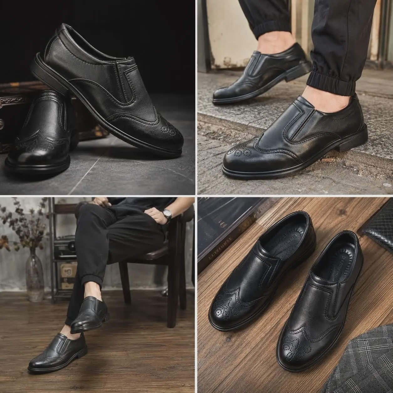 کفش مردانه رسمی هشترک کشی چرم راحتی روزمره با طراحی کلاسیک مجلسی