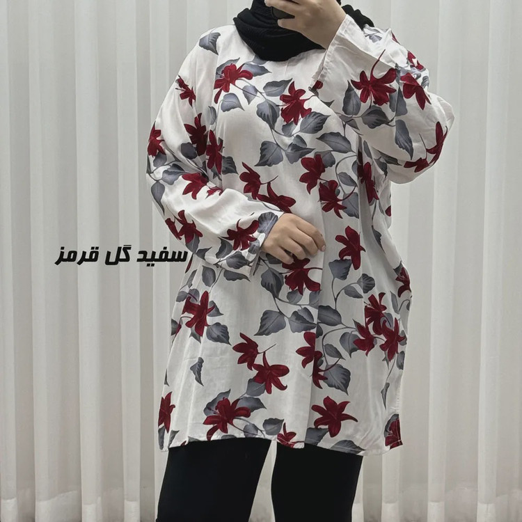 تونیک نخی زنانه طرحدار فری سایز مناسب تا سایز 52