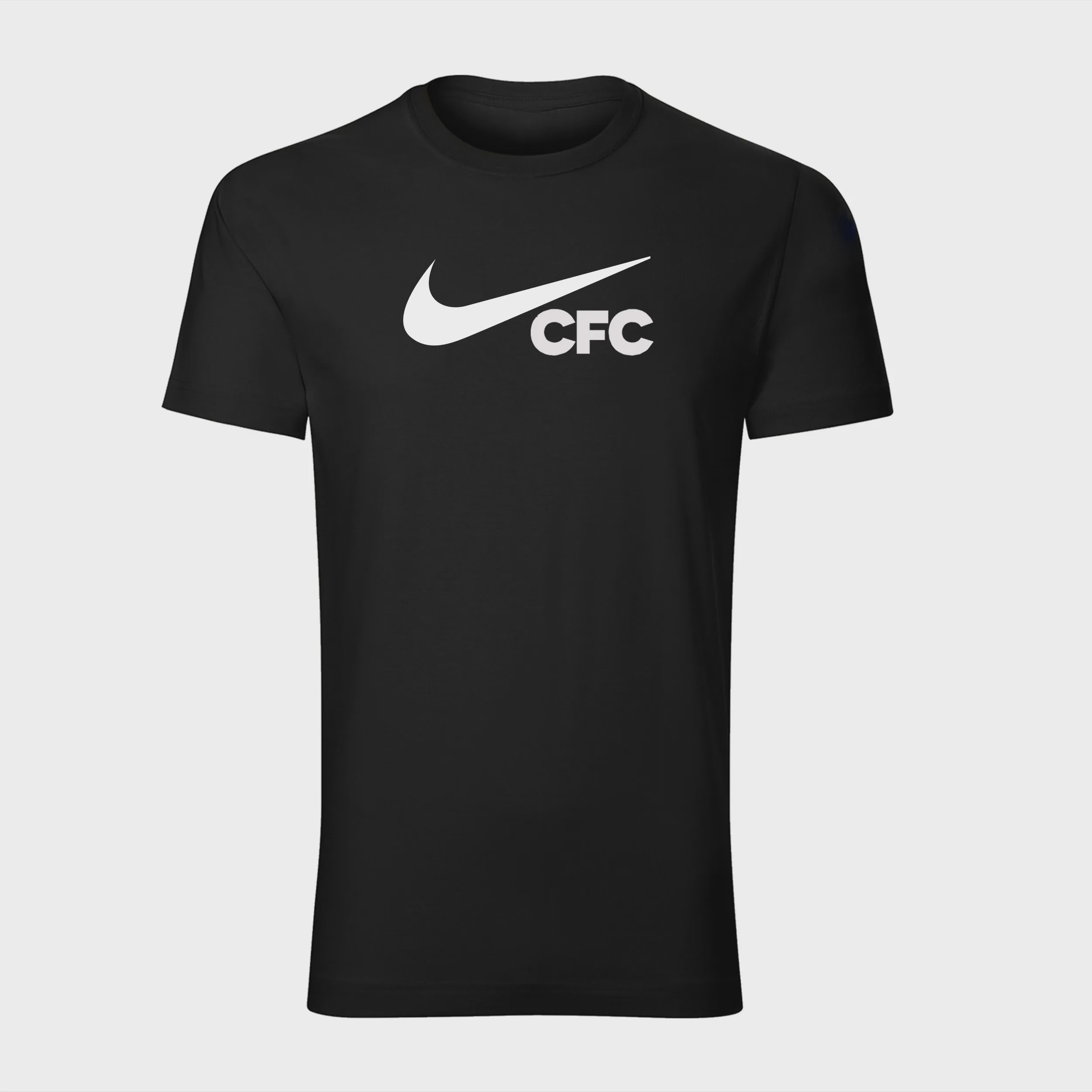 تیشرت آستین کوتاه مردانه یقه گرد طرح CFC مدل t 89789 مشکی چهارفصل