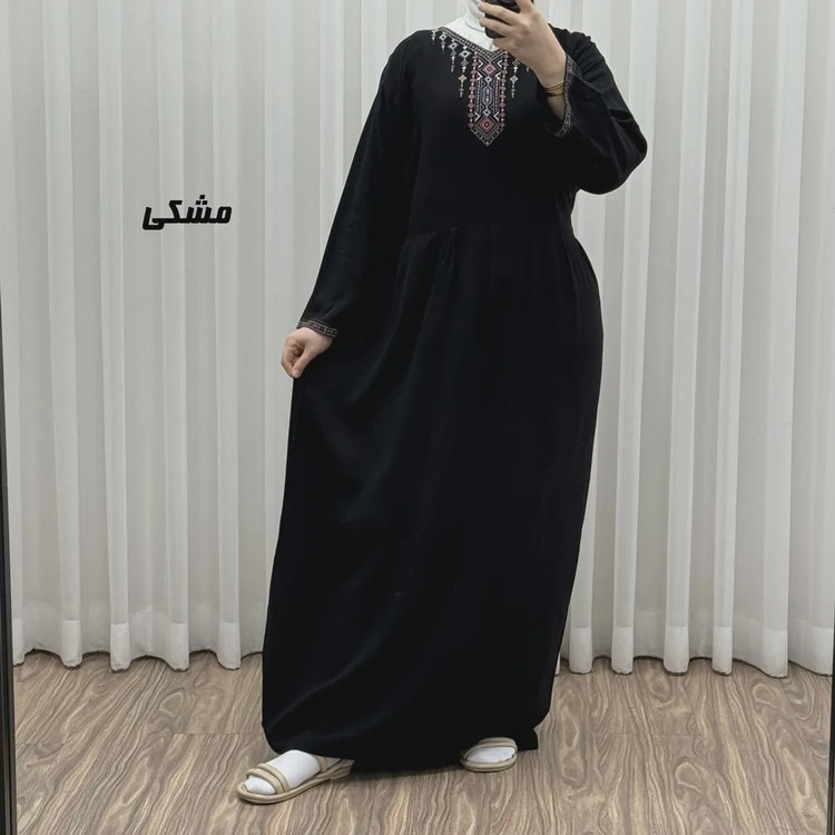 پیراهن ساحلی نخی زنانه مدل آتریسا فری سایز با کمربند