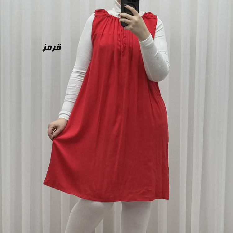 سارافون نخی زنانه کوتاه ساده فری سایز مناسب تا سایز 52