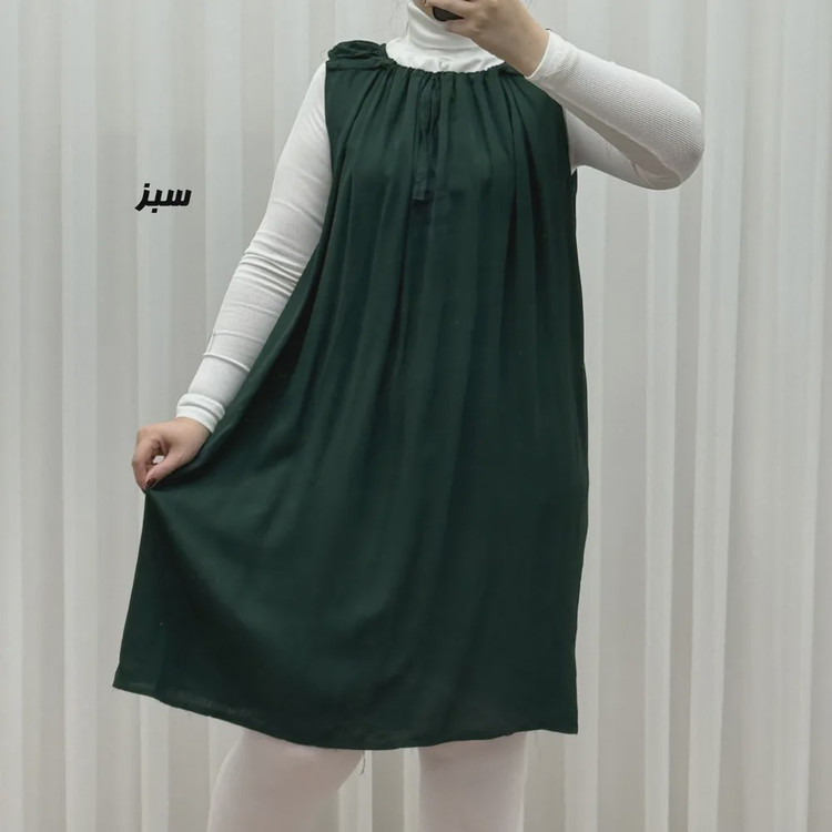 سارافون نخی زنانه کوتاه ساده فری سایز مناسب تا سایز 52