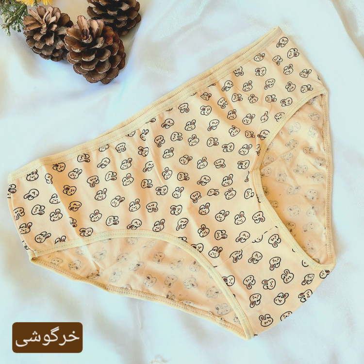 شورت زنانه نخی قواره دار برند ال کیم طرح دار رنگ کرم سایز XL تا 3XL