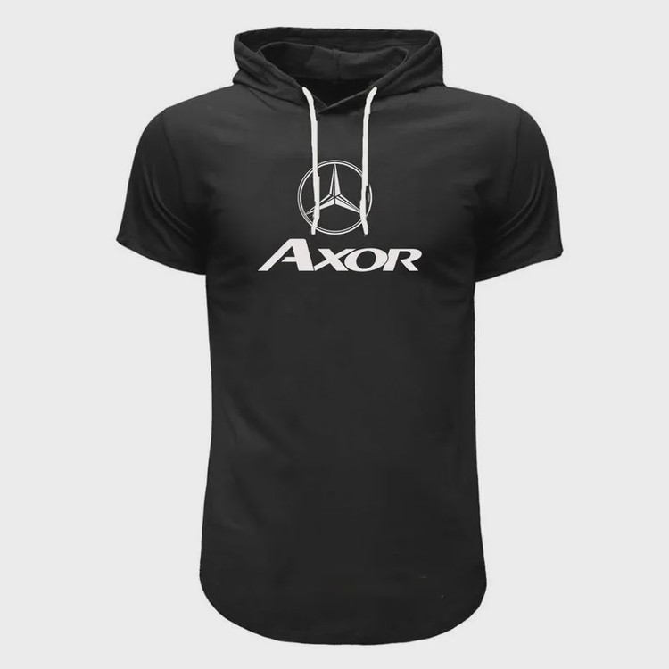 تیشرت کلاه دار مردانه طرح akor مدل b6000 سفید و قرمز