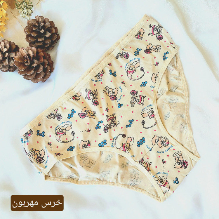 شورت زنانه نخی قواره دار طرح ترک برند ال کیم سایز بزرگ 3XL رنگ کرمی