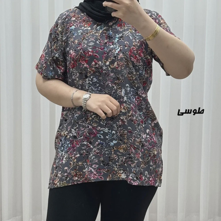تیشرت نخی زنانه مدل پاپیا فری سایز مناسب تا سایز 50