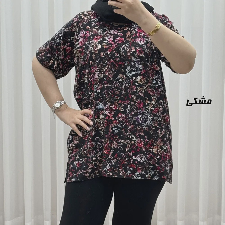 تیشرت نخی زنانه مدل پاپیا فری سایز مناسب تا سایز 50