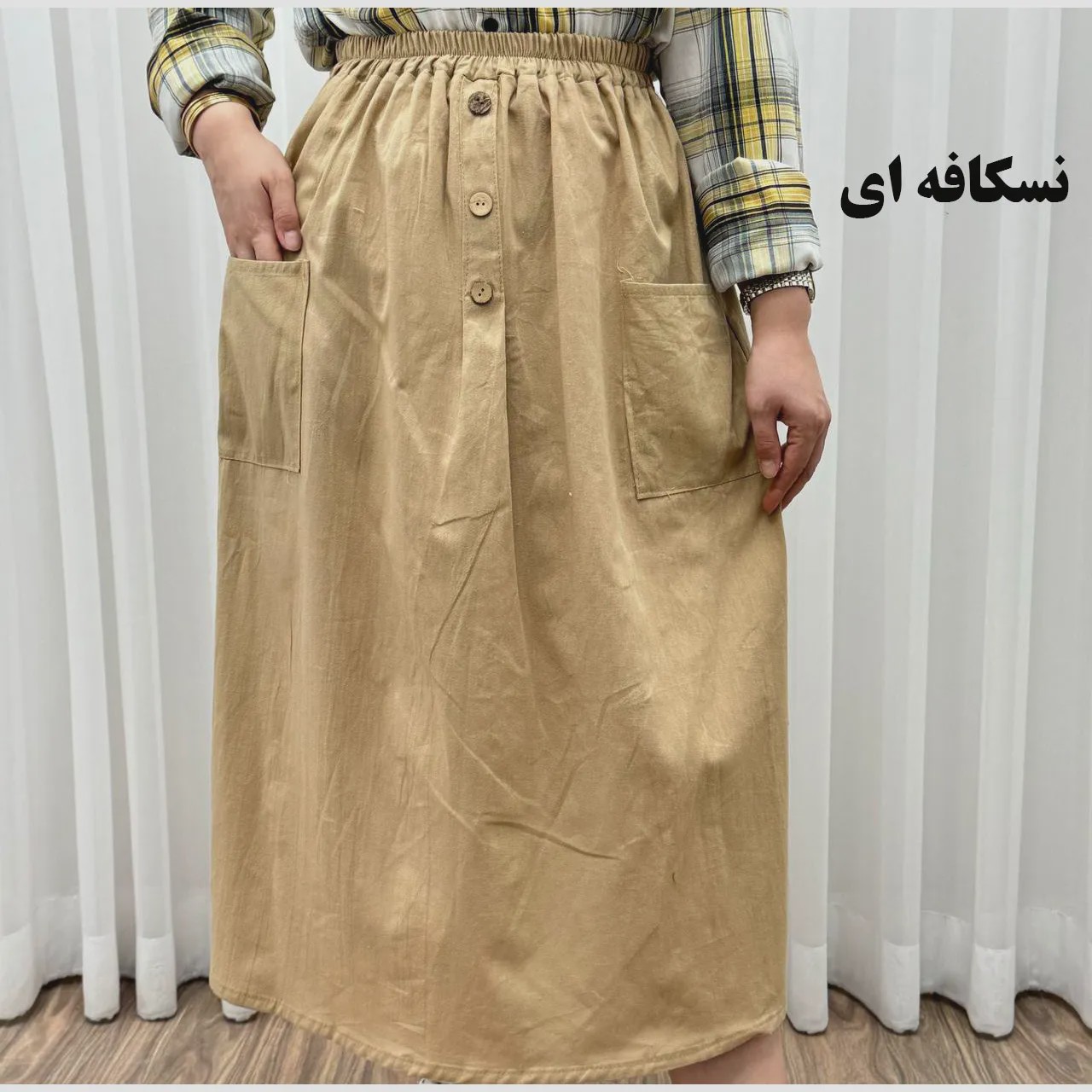 دامن لینن فری سایز مناسب تا سایز 48 تن خور شیک و راحت چهار فصل مناسب بانوان و دخترانه بدون بدن نما
