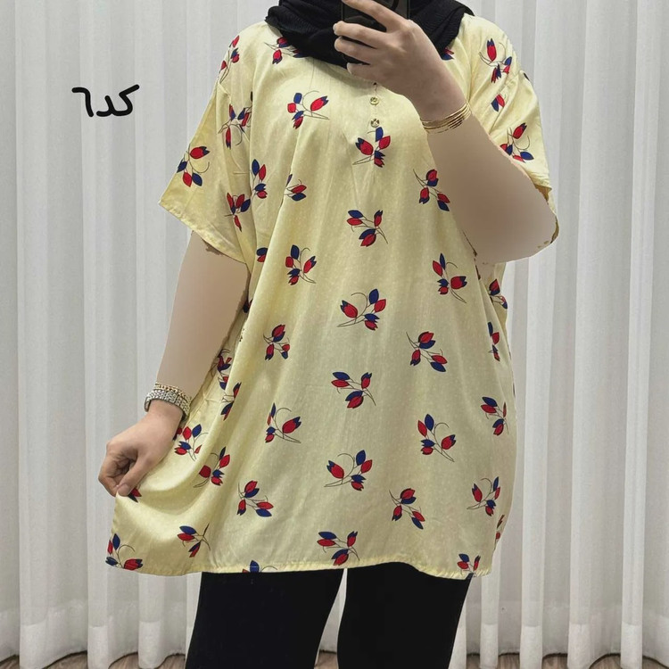 تیشرت نخی فری سایز زنانه مصی کد 1394 تن خور راحت چهارفصل