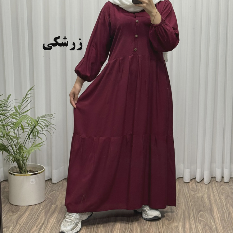 پیراهن ساحلی جلو دکمه نخی شسته شده فری سایز تا 46 بدون آبرفت و رنگ رفت کمربند دار تن خور شیک