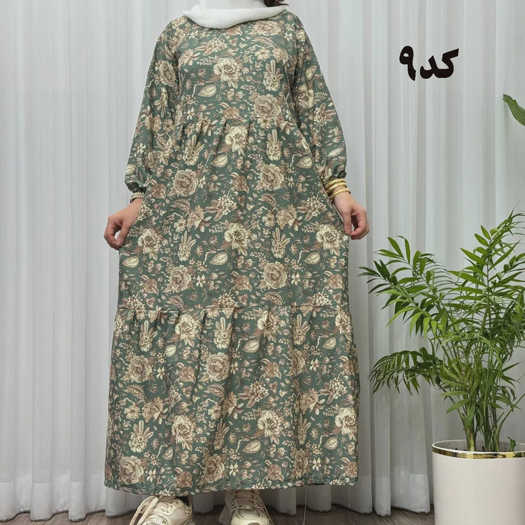 پیراهن ساحلی زنانه بوگاتی مدل دنیا فری سایز تا سایز 50 جنس فلور بوگاتی کمربنددار بدون بدن نما