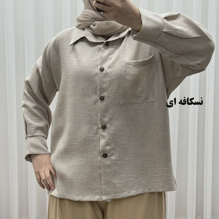 شومیز جلو دکمه صوفیا فری سایز مناسب تا 48 تنخور راحت چهارفصل بدون سایه انداختن